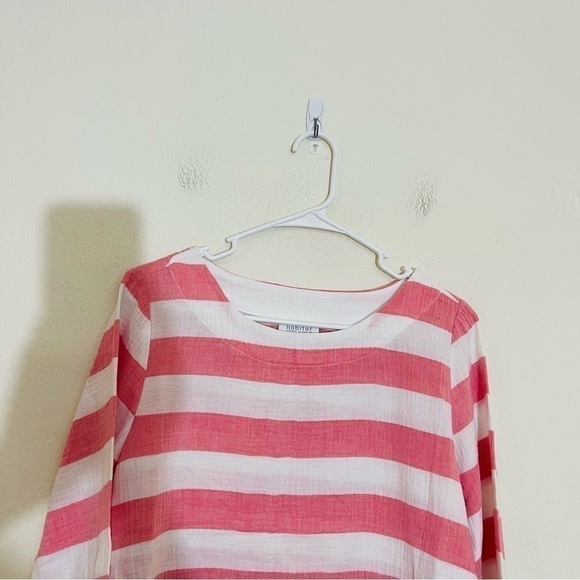 Habitat Quarter Sleeve Gauze Top XS Pink/White - Picture 6 of 11